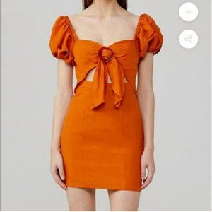 Significant Other Solace Dress Amber Puff Sleeve Linen Blend Mini Dress